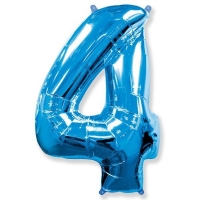 Фигурный шарик из фольги Цифра 4 голубая 102см