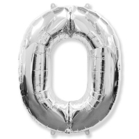 Фигурный шарик из фольги Цифра 0 серебро 102см