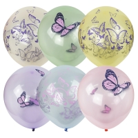 Воздушные шарики 12&amp;quot;/30см Кристалл Bubble ассорти рис. Бабочки